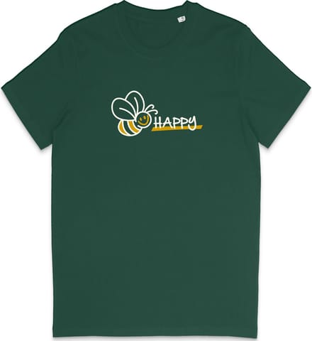 Grappig Heren en Dames T Shirt - Be Happy - Ben Gelukkig - Groen - XS