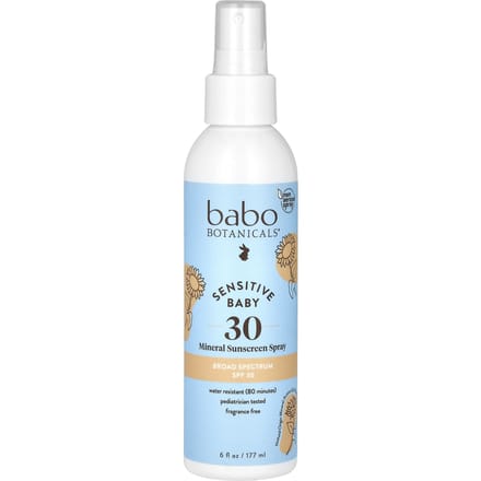 Babo Botanicals, Spray solaire minéral pour bébé, FPS 30, sans parfum, 170 ml (177 ml) white