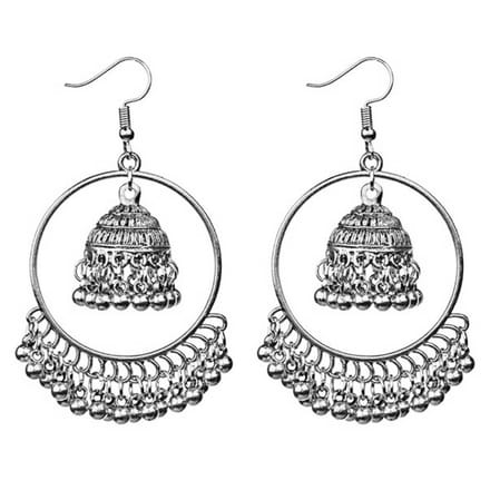 Fako Bijoux® - Oorbellen - Bohemian Indian - Boho Clocks - Zilverkleurig