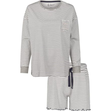 By Louise Dames Pyjama Lounge Set Grijs Gestreept - Maat M