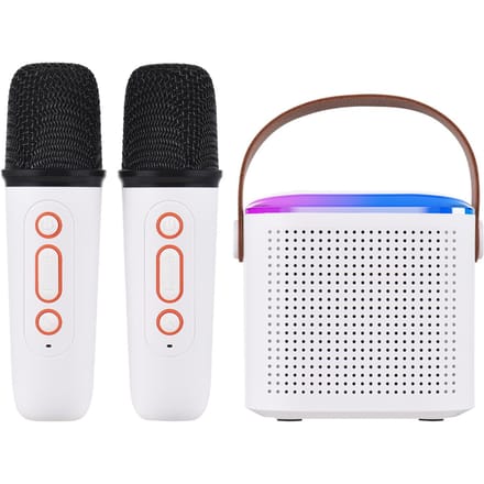Mini Karaoke Machine Draagbare Microfoon & Geluidsbox Set Home KTV BT Speaker met 2 Microfoons wit