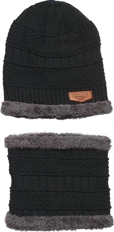 Muts met Sjaal - Muts - Beanie - Unisex - One size - Zwart