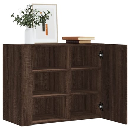 vidaXL - Wandkast - 75x35x60 - cm - bewerkt - hout - bruin - eikenkleurig