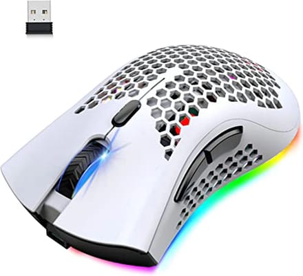 ElementKey HK2 Gaming 2.4 USB Muis - RGB-Licht 1600DPI - 7-knoppen - Honeycomb Style – Wit