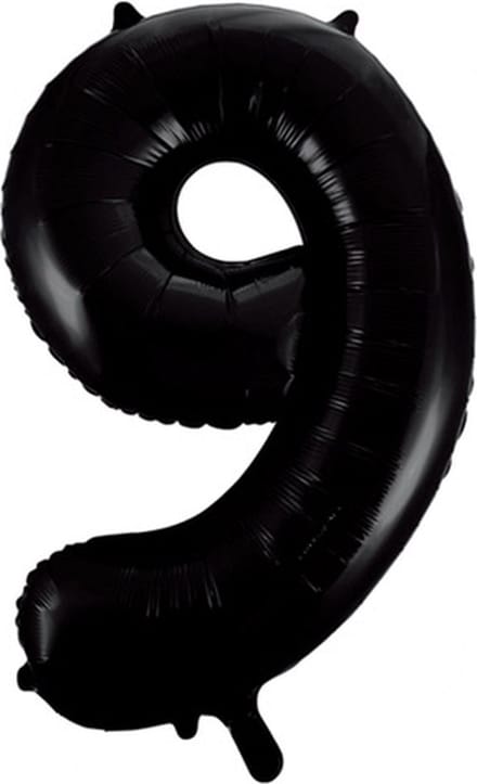Wefiesta - Folieballon Cijfer 9 Zwart - 86 cm