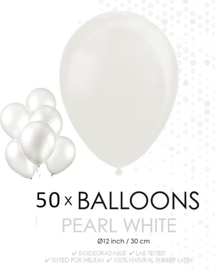 Parel witte ballonnen 30 cm.