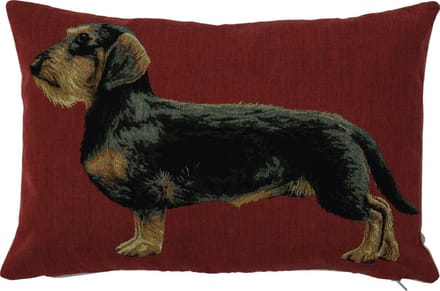 gobelin kussen ruwharige teckel 30x45cm