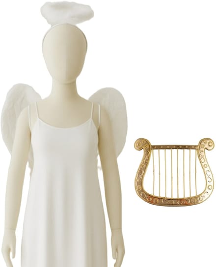 Ruhhy Engel verkleedaccessoires set - wit - engelen vleugels - 3-delig - carnaval / kerst thema