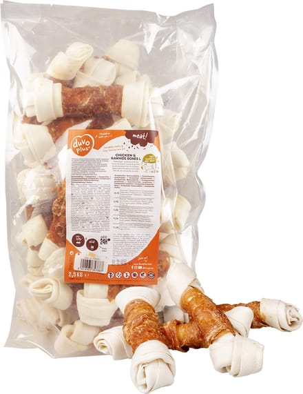 Duvo+ Meat Rawhide Bones met Kip L 2500 gram - Hond