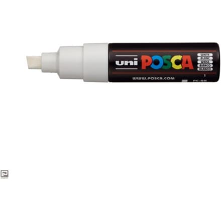 Posca marker met schuine punt schrijfdikte breed wit