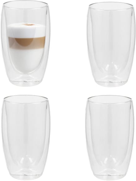 Gerimport Thee glazen Luz - 4x - dubbelwandig - glas - 450 ml - D9 x H15 cm