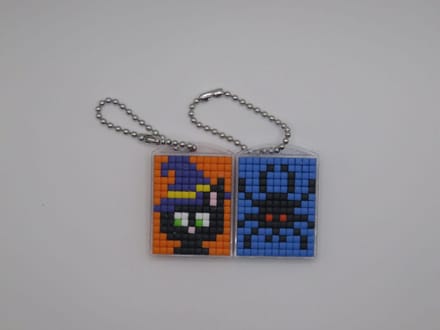 Sleutelhanger Setje, Spin en Poes, Pixels, Halloween