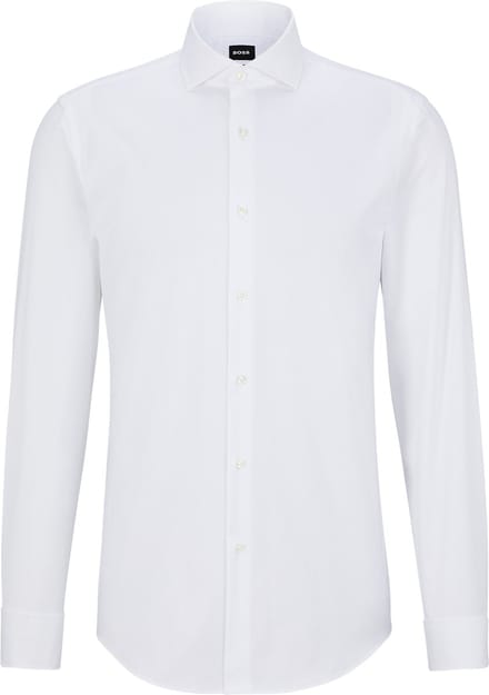 BOSS Hank slim fit smoking overhemd - twill - wit - Strijkvriendelijk - Boordmaat: 37