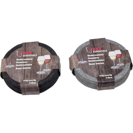 Bar Essentials - Onderzetters (12 stuks) - Vilt - Rond - 10Cm