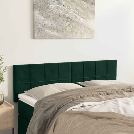 vidaXL - Hoofdborden - 144x5x78/88 - cm - fluweel - donkergroen