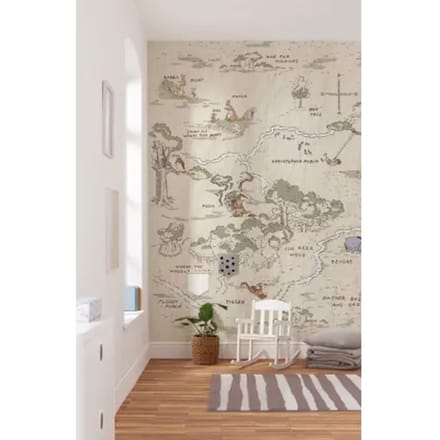 Fotobehang Winnie The Pooh Map - Bruin - 2,40m X 200cm
