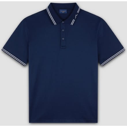 polo met strepen op de nek man blauw