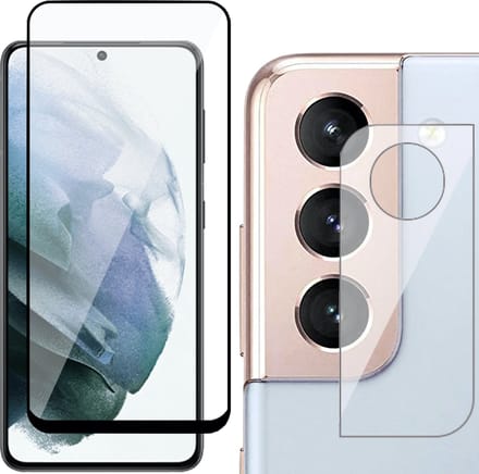 Screenprotector geschikt voor Samsung Galaxy S21 FE - Gehard Glas Beschermglas Tempered Glass Full Screen Protector + Camera Lens Protector
