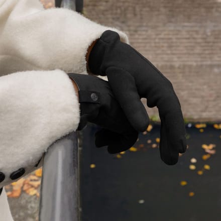 Selencia Suède Look Touchscreen Handschoenen - Vrouwen - Maat M - Zwart