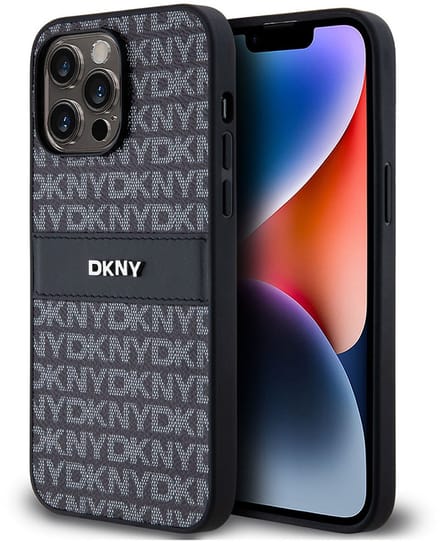 DKNY Textured Tonal Stripe Back Case - Geschikt voor Apple iPhone 14 Pro (6.1") - Zwart