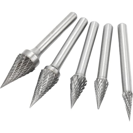 5 Pièces Fraises Rotatives Carbure Double Coupe avec Queue de 6mm 0.24in pour Gravure Polissage Perçage