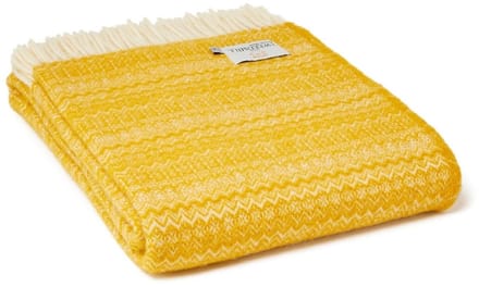 Plaid Fair Isle Mosterdgeel - 150 x 200 - Nieuw Wol - Tweedmill UK