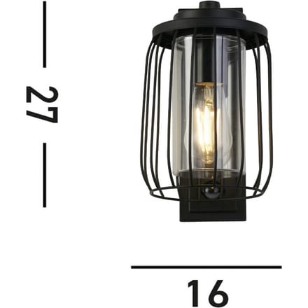 Searchlight Riet buitenwandlamp, IP44, zwart, metaal