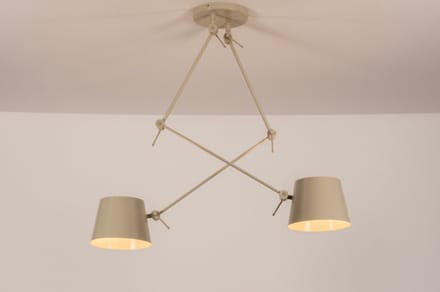 Lumidora Hanglamp 74566 - CANNES - 2 Lichts - E27 - Beige - Zand - Metaal