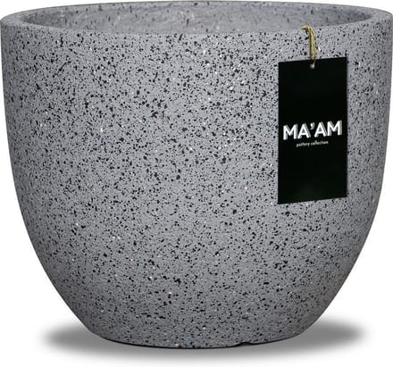 MA'AM Pottery Leah bloempot - rond - 37x30 - grijs granito - lichtgewicht - modern/industrieel/scandinavisch