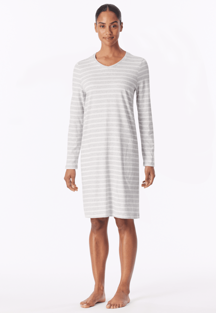 Nachthemd met lange mouwen, gestreept, zilvergrijs gemêleerd - Casual Essentials 42