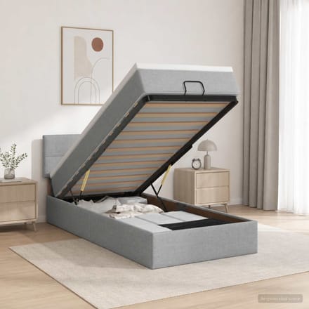 vidaXL - Ottoman - bed - met - matras - Lichtgrijs - 80 - x - 200 - cm - Stof