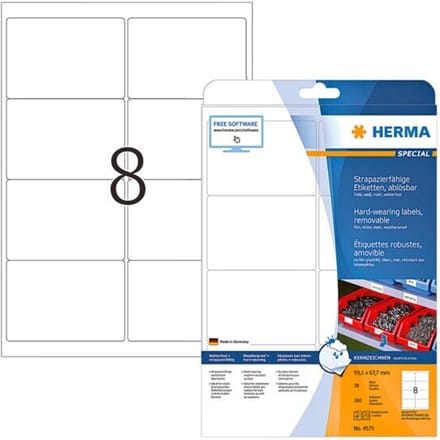 HERMA - Etiket herma 4575 99.1x67.7mm folie wit 160st