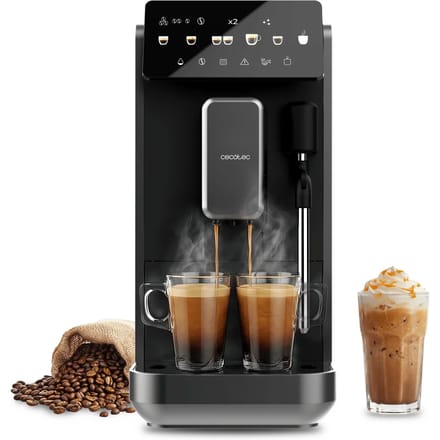 Machine à café Expresso broyeur - CECOTEC - CremmaetLungoSteam - 19 bars - 280 g - 2 L - 5 boissons - Noir noir