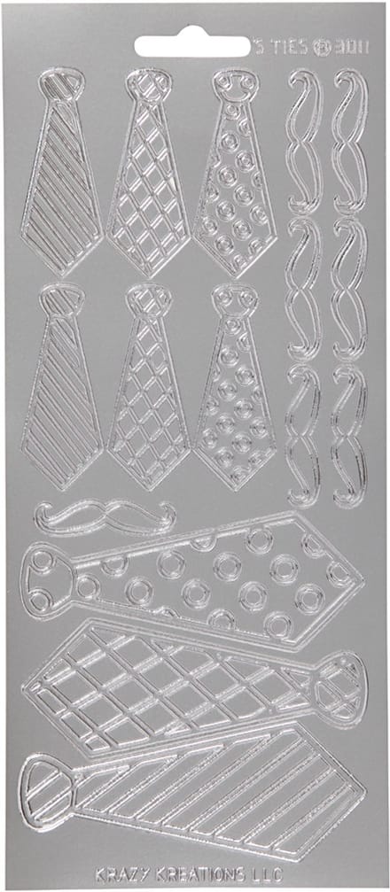 Stickers, stropdassen, vel 10x23 cm, zilver, 1 vel