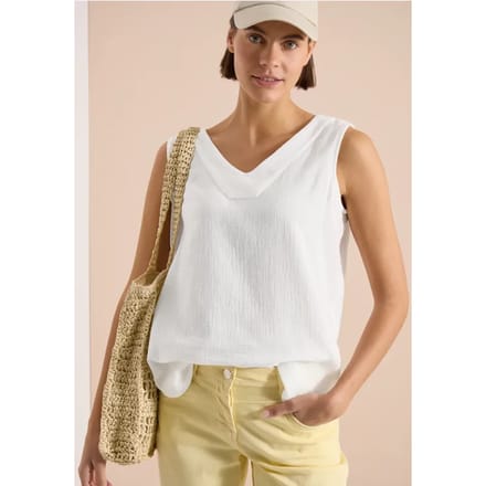 Blousetop met V-hals van mousseline