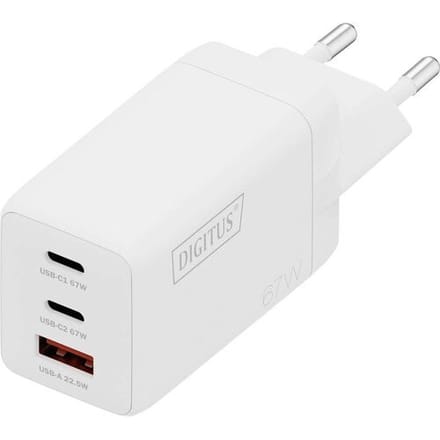 Digitus DA-10303 USB-oplader 67 W 1x USB-A, 2x USB-C Wit