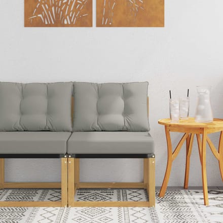 vidaXL - Buiten - Midden - Sofa - Massief - acaciahout - en - Textilene-stof - Wit