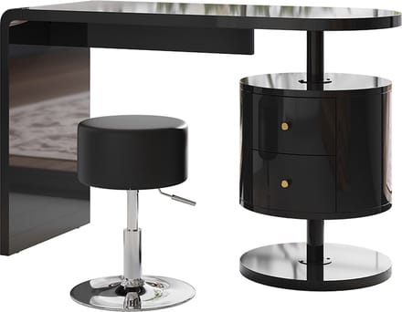 Vicco Lara Kaptafel – 120 cm met kruk Zwart hoogglans
