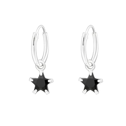Zilveren oorringen - cubic zirkonia ster - 37x26x3 mm