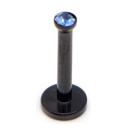 Zwart Met Steen - Tragus / Helix / Labret Piercing