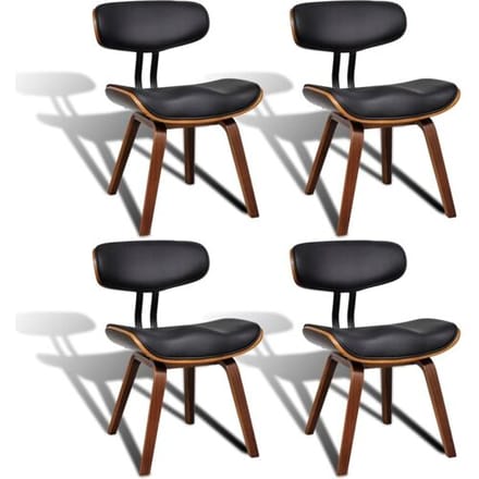 vidaXL - Eetkamerstoelen - 4 - st - gebogen - hout - en - kunstleer