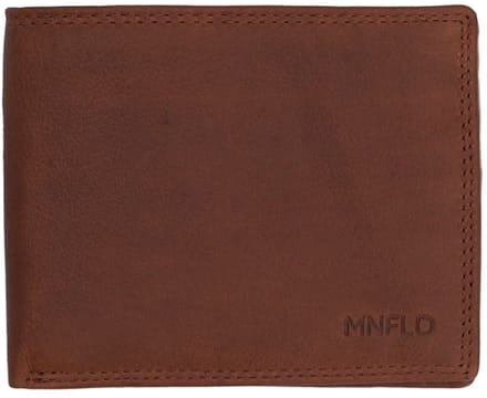 Manfield - Heren - Cognac leren portemonnee - Maat 1