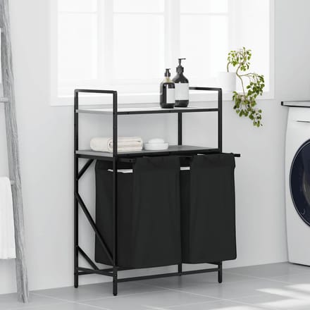 vidaXL - Wasmand - 2 - vakken - met - planken - grijs - sonoma - eiken