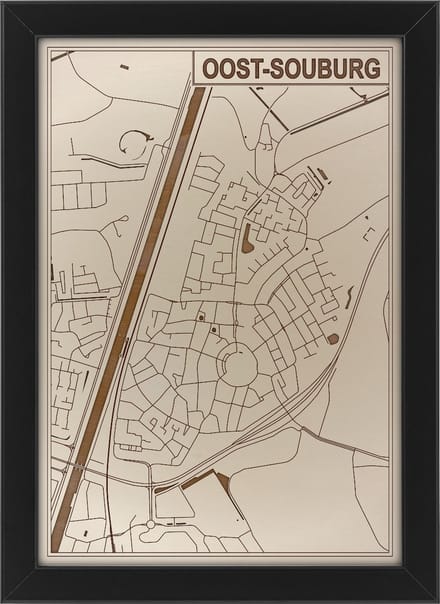 Houten stadskaart van Oost-Souburg