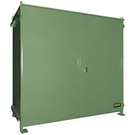 Stellingcontainer BAUER CEN 29-2, staal, dubbele scharnierdeur, B 3175 x D 1500 x H 2980 mm, groen