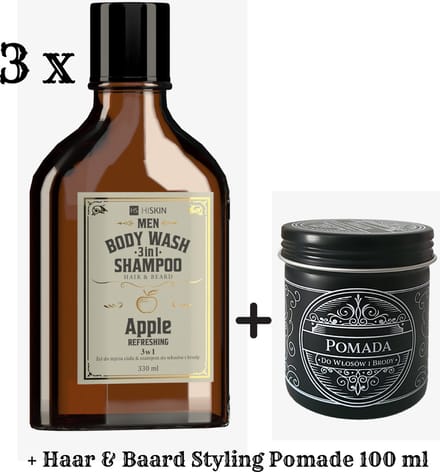 HiSkin Whisky Apple Shampoo Mannen 3 in 1 - 3 x 330 ml