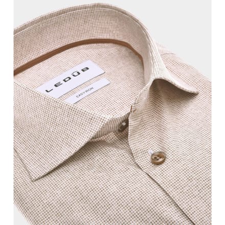 Ledûb Overhemd Pure Cotton Fine Dot Sophistication Midden Bruin / male