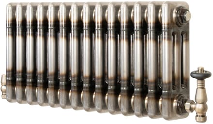 Kolomradiator - 3-kolom 300x650 mm - ruw metaal - incl. kraan