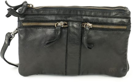 Bear Linda schoudertasje - Zwart – Leren schoudertas / crossbody – Van leer – Het Bear Linda schoudertasje is een klein leren tasje met veel ritsvakjes, handig als je je spullen graag verdeelt