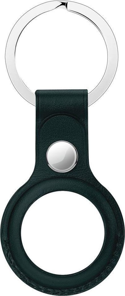 Mobigear Keychain - Apple AirTag Hoesje Echt Leer Sleutelhanger - Groen
